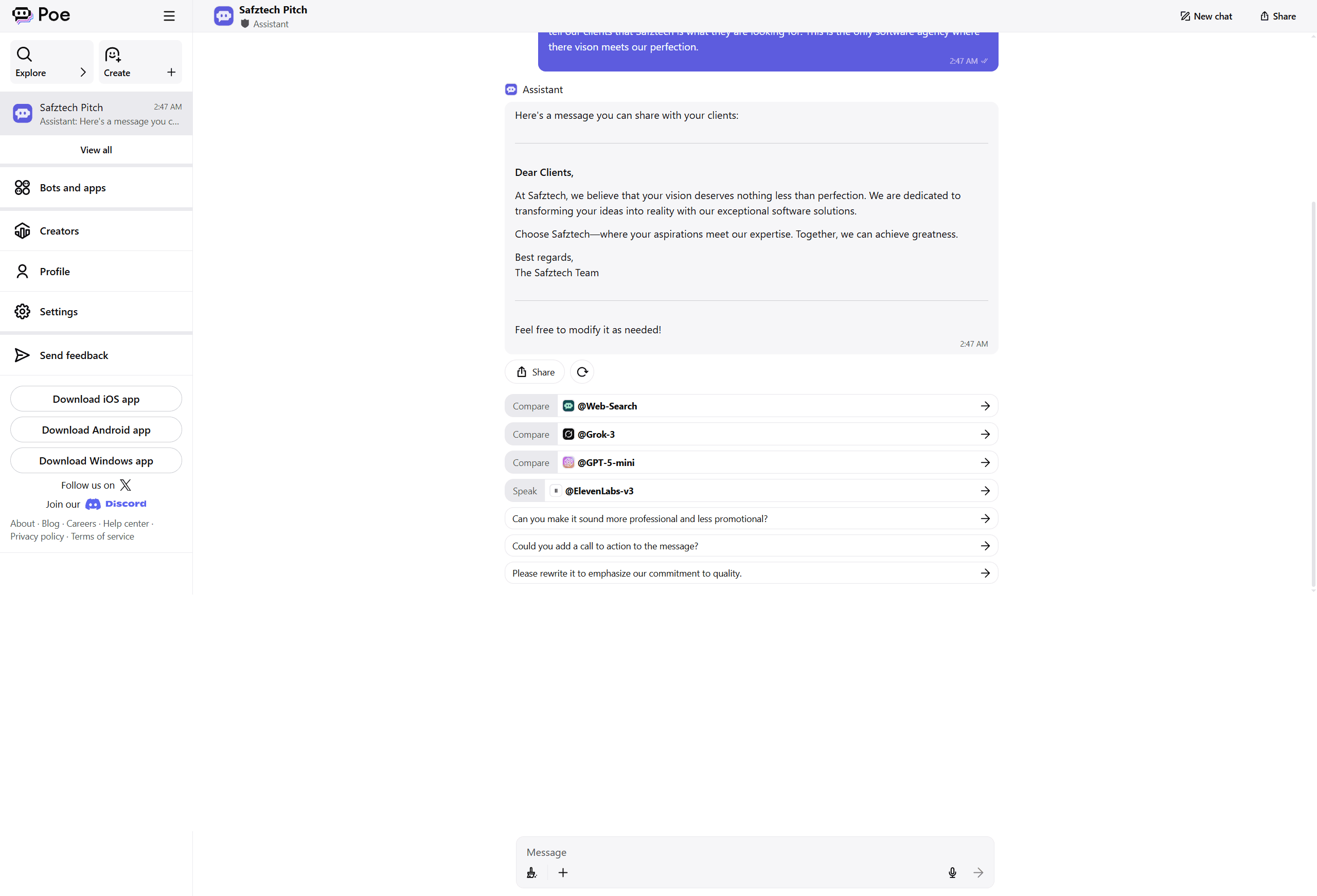 Nexus Support AI chatbot interface